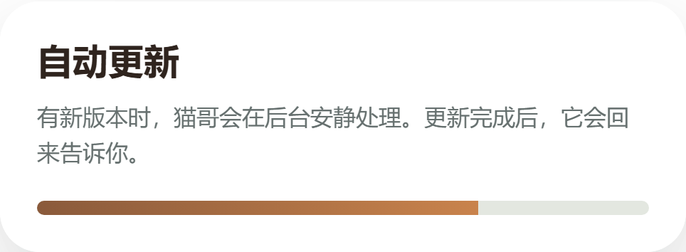 猫哥桌面宠物自动更新提示